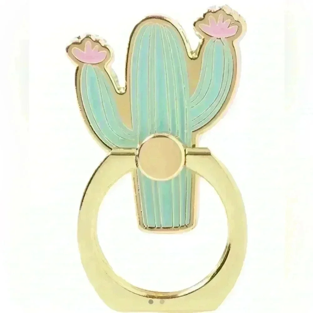 Cactus Cell Phone Ring Gold 1.5x1 inch Cute Selfie Holder Desert Arizona